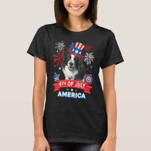 T-shirt 4 juillet Patriotique Jour Frontière Collie Chien