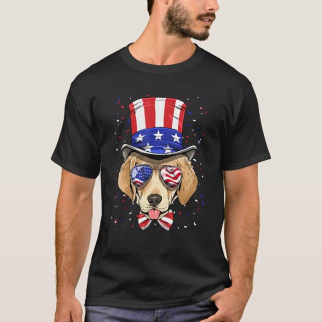 T-shirt 4 juillet Patriotique Labrador Retriever USA Ameri (Devant)