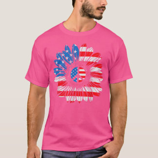 T-shirt 4 juillet, Peace Sunflower Liberté américaine USA 