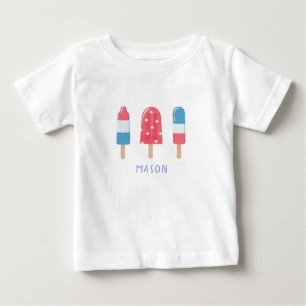 T-shirt 4 juillet Popsicle blanc rouge