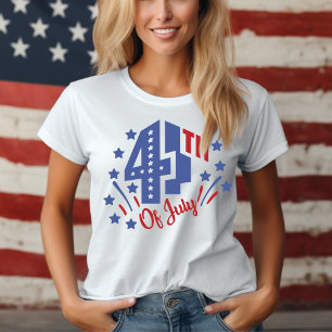 T-shirt 4 juillet rétro rouge blanc et bleu patriotique
