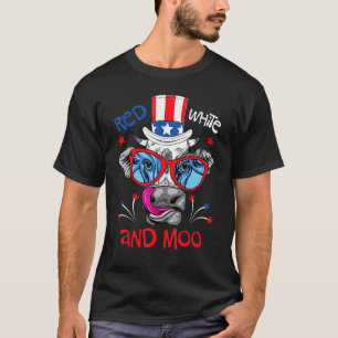 T-shirt 4 juillet rouge blanc et moo patriotique vache de