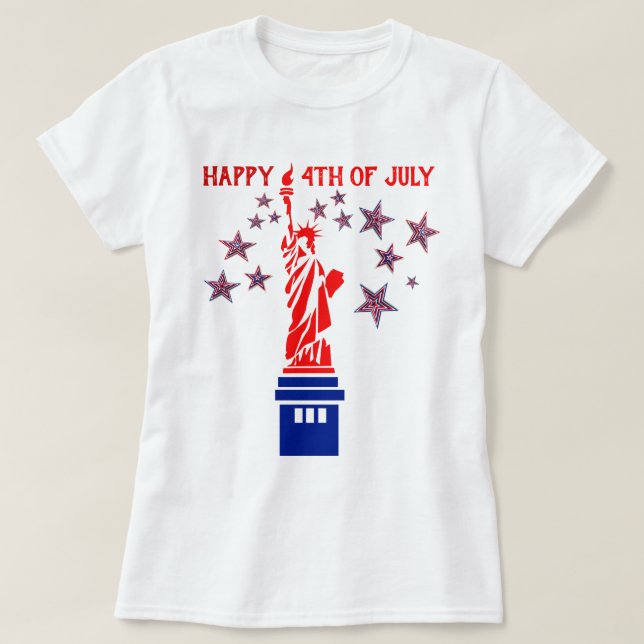 T-shirt 4 juillet Statue de la Liberté Américaine (Design devant)