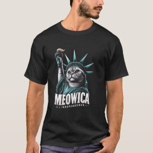 T-shirt 4 juillet Statue de la Liberté Chat Meowica Indépe
