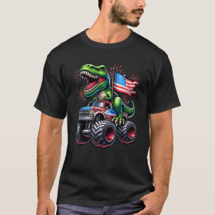 T-shirt 4 juillet T rex Dinosaur Monster Truck American US