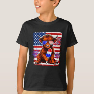 T-shirt 4 juillet Vache Popsicle Firework Usa American