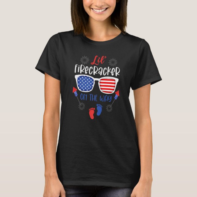 T-shirt 4 juillet Vêtements De Grossesse Lil'S Firecracker (Devant)
