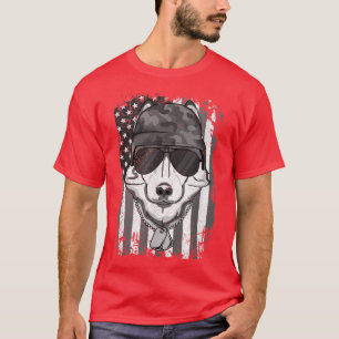 T-shirt 4 juillet vétéran de Husky Dog