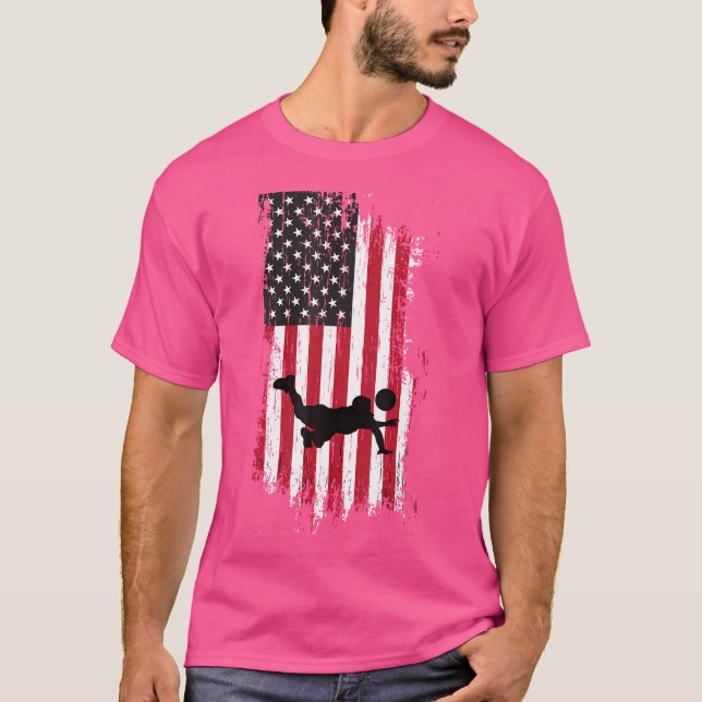 T-shirt 4 Juillet Volleyball Américain Drapeau Volleyball (Devant)