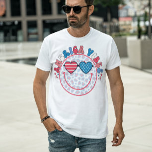 T-shirt 4 juillet'AMÉRIQUE VIBES PERSONNALISÉ SMILEY FACE