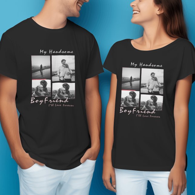T-shirt 4-Photo Collage Forever Boyfriend Saint-Valentin (4-Photo Collage Forever Boyfriend Valentine's day T-Shirt
)