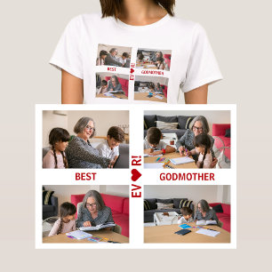T-shirt 4 Photos Meilleur Godmère Jamais Coeur Photo Colla