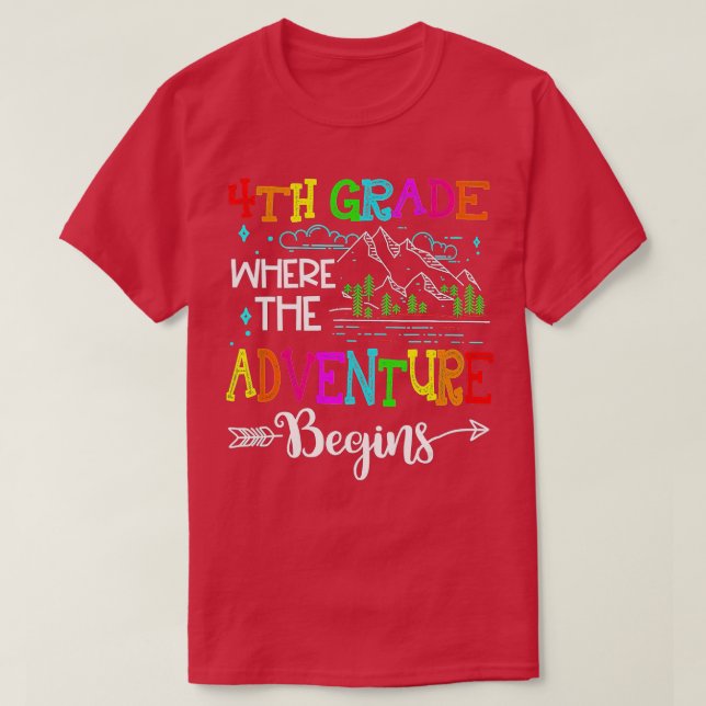 T-shirt 4e année où l'aventure commence le premier jour de (Design devant)