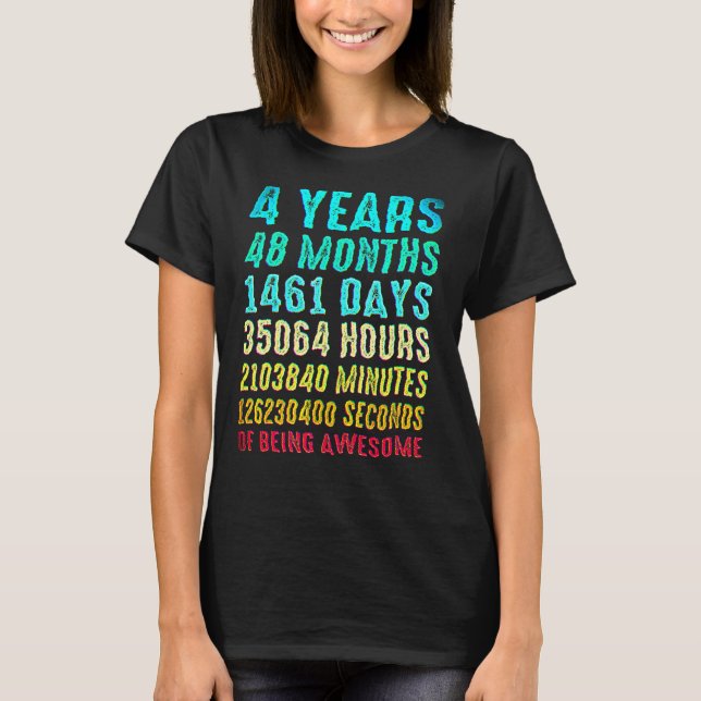T-shirt 4e anniversaire 4 ans Garçons Filles Fête Enfants  (Devant)