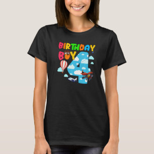 T-shirt 4e anniversaire Boy Avion Pilote Avion 4 ans Helic