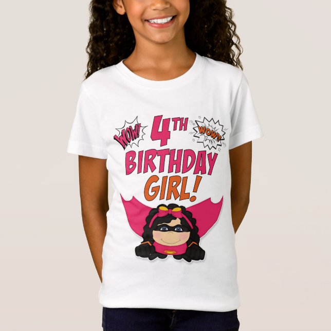 T-Shirt 4e anniversaire Boy Comic Book Superhero Thème (Devant)