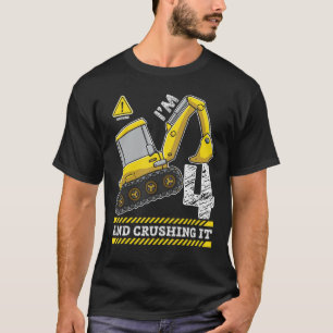 T-shirt 4e anniversaire Boy Digger Builder Construction Ca