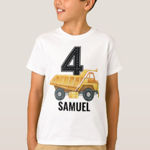 T-shirt 4e anniversaire Construction Camion Camion Camion