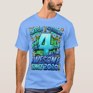 T-shirt 4e anniversaire de style de bande dessinée Incroya