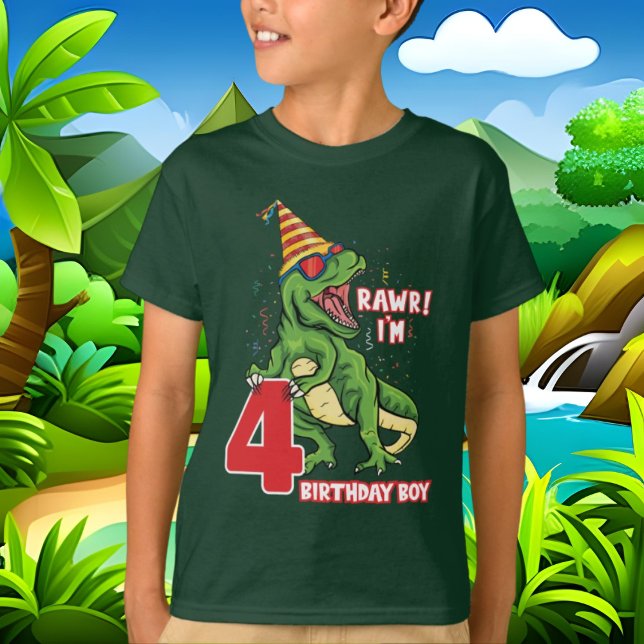 T-shirt 4e anniversaire dinosaure (Créateur téléchargé)