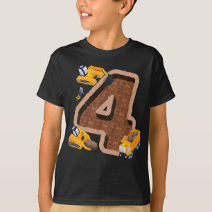 T-shirt 4e anniversaire Excavateur de construction Véhicul