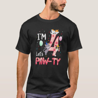 T-shirt 4e anniversaire Fille Chat Chaton 4 ans Bday Par