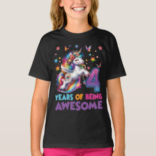 T-shirt 4e anniversaire fille Unicorn Rainbow fête Anniver