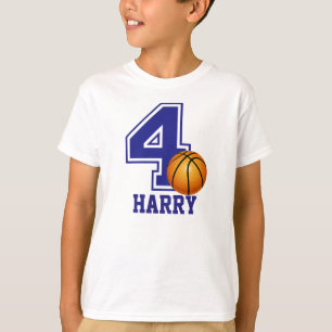 T-shirt 4e anniversaire garçon basket-ball personnalisé