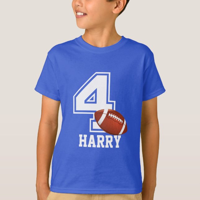 T-shirt 4e anniversaire garçon football personnalisé-2 (Devant)