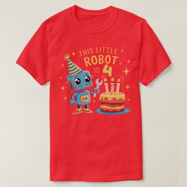 T-shirt 4e anniversaire Garçons 4 ans Robot robotique 4e b (Design devant)