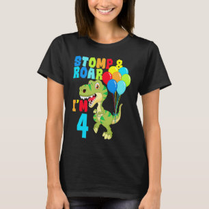 T-shirt 4e anniversaire garçons Dinosaur Stomp & Roar J'ai