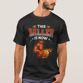T-shirt 4E Anniversaire Garçons Joueur De Basket Cadeaux 4