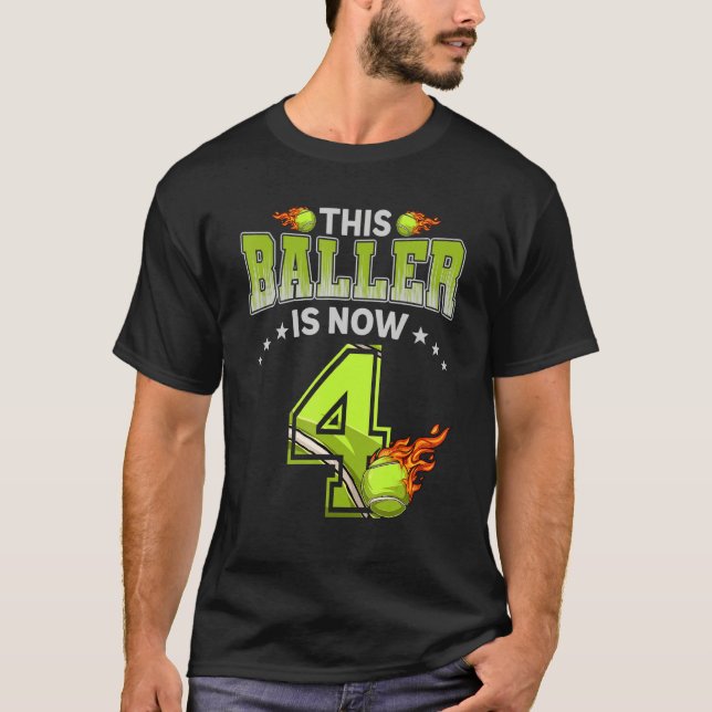 T-shirt 4e anniversaire Garçons Joueur de tennis 4 ans Enf (Devant)
