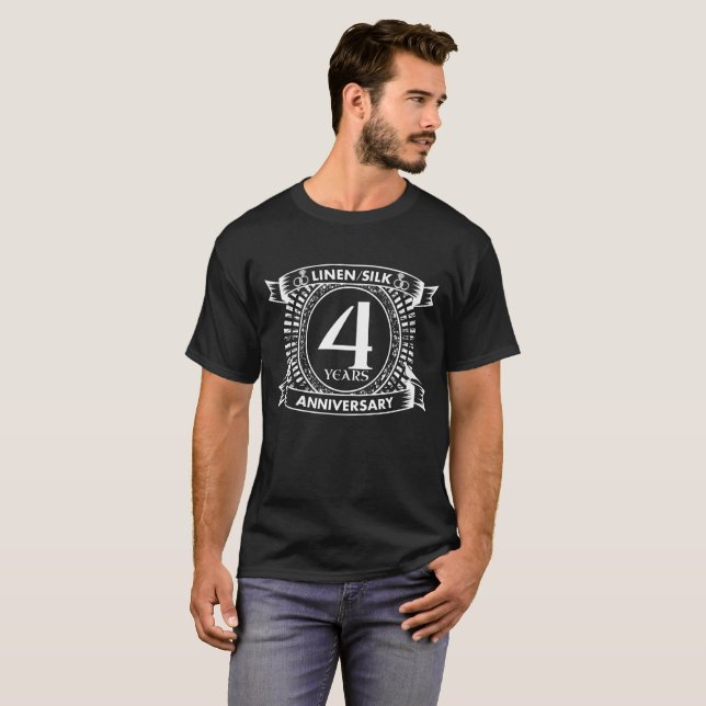 T-shirt 4e anniversaire mariage crête en détresse (Devant entier)