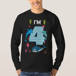 T-shirt 4e anniversaire Ocean Sea Animal 4 ans Vieux Anniv