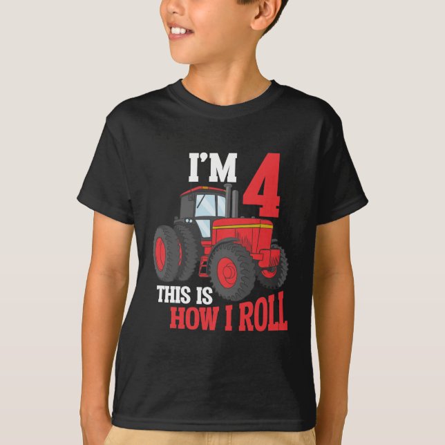 T-shirt 4e anniversaire Tracteur amoureux Enfant 4 ans Agr (Devant)