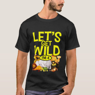 T-shirt 4e anniversaire Zoo Animaux Safari 4 ans Wild J