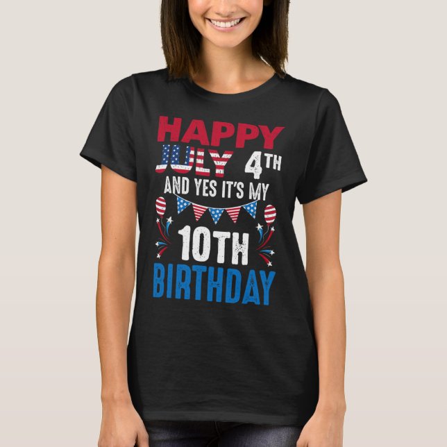 T-shirt 4e Et oui c'est mon 10e anniversaire Patriot Améri (Devant)
