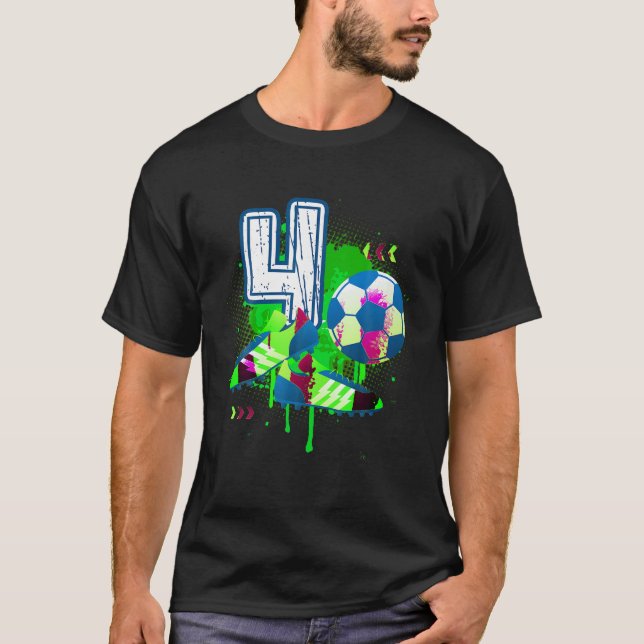 T-shirt 4e Jour de Football Football Sport 4 Anniversaire (Devant)