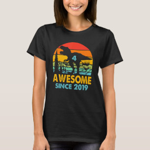 T-shirt 4ème anniversaire Awesome depuis 2019 Dinosaur 4 a