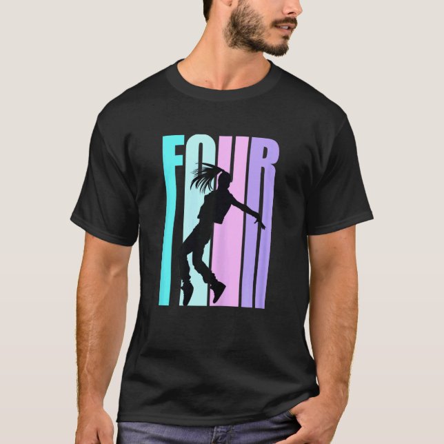 T-shirt 4ème anniversaire de danse pour filles Hiphop Dans (Devant)