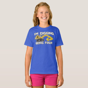 T-shirt 4ème anniversaire de l'enfant Je creuse Etre Quatr