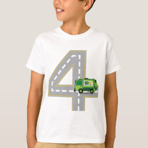 T-shirt 4ème Camion à ordures d'anniversaire