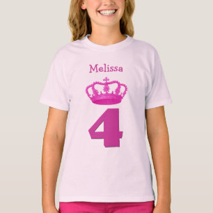 T-shirt 4ème Couronne d'anniversaire et fille nommée faite