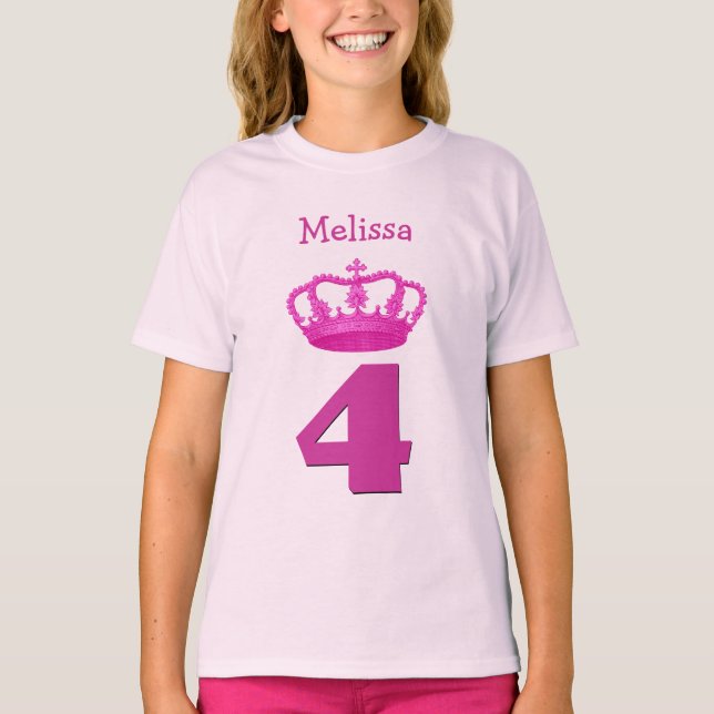 T-shirt 4ème Couronne d'anniversaire et fille nommée faite (Devant)