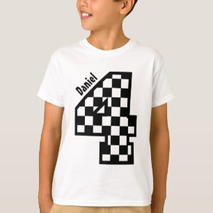 T-shirt 4ème Noir et blanc de quatre ans Checkered