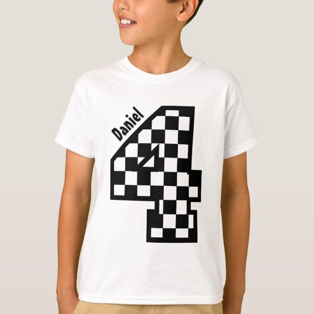 T-shirt 4ème Noir et blanc de quatre ans Checkered (Devant)