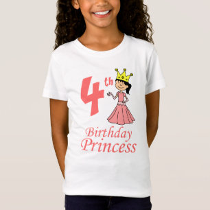 T-Shirt 4ème Princesse Cute Cartoon d'anniversaire