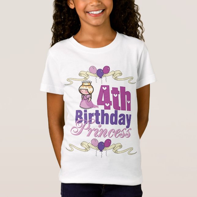 T-Shirt 4ème Princesse d'anniversaire (Devant)