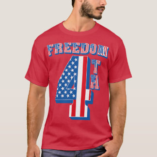 T-shirt 4ème texte du drapeau américain de la liberté vint